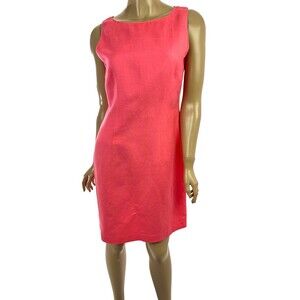 Jessica Howard Size 8P Dark Pink Sheath Dress Sleeveless Linen/Rayon